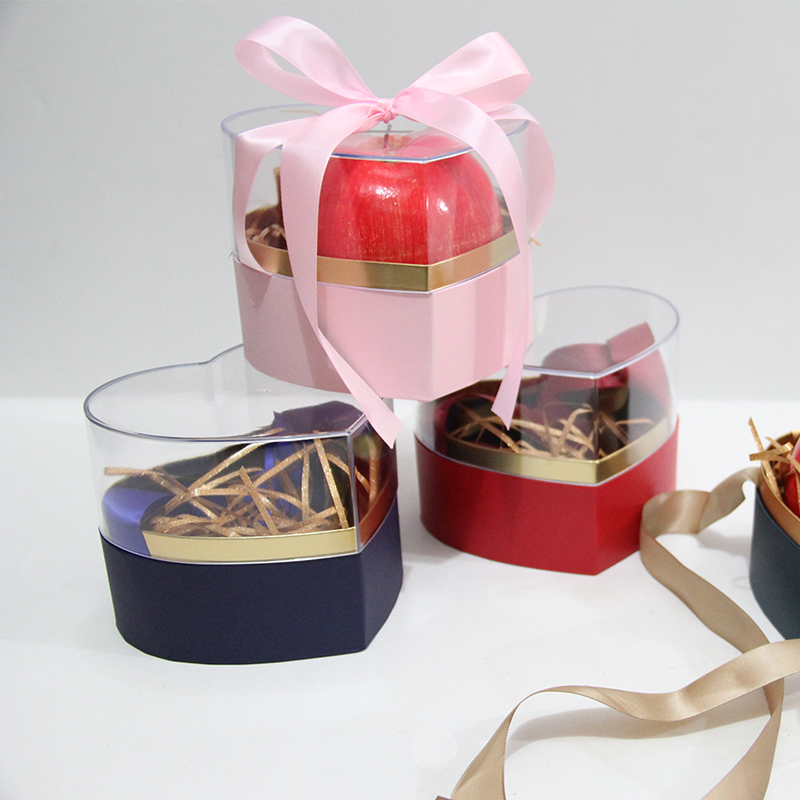 50142 Caja de regalo de manzana Peace con tapa superior transparente acrílica en forma de corazón