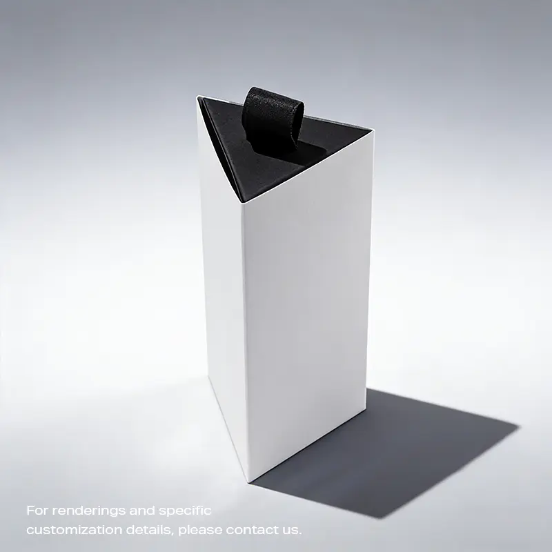 SHC-01 Caja de regalo con lápiz labial extraíble en forma de prisma triangular con asa negra en la parte superior