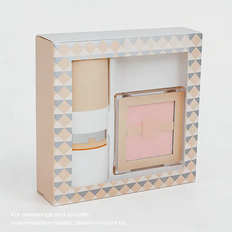 SHC-05 Juego de regalo compacto de protector solar en polvo estilo ventana Texto personalizable 